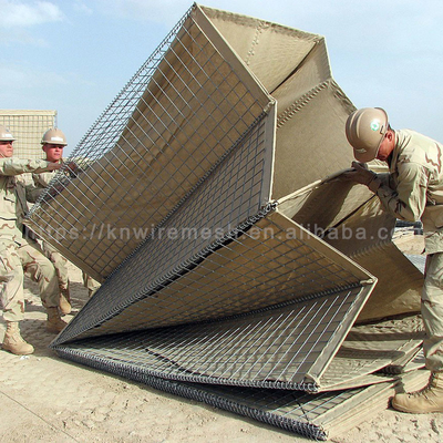 Wojskowy piasek wypełniony ciężkim galwanizowanym bastionem obronnym bariery Hesco Blast Wall