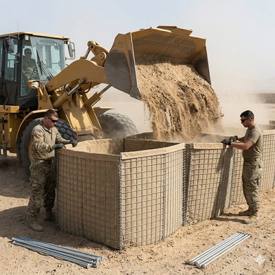 Hot Dipped MIL-10 Secure Perimeter Sand Filled Barriers Defense Bastion