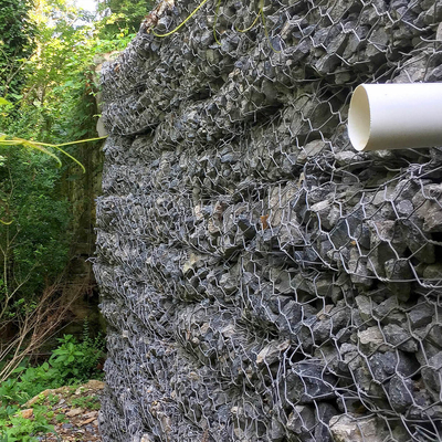 80 * 100 mm Galfan Gabion Box 3,05 mm drut Sześciokątna klatka gabionowa do ściany oporowej