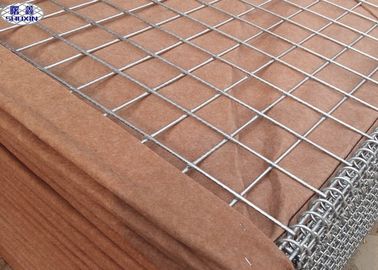 Brązowe wojskowe pudełko gabionowe, bariera Hesco Ocynkowane pudełko gabionowe Skuteczna ochrona