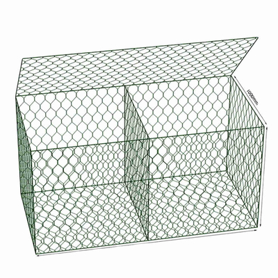 Pvc Green 6mx2mx0.3m Sześciokątny kosz gabionowy Ocynkowana żelazna siatka druciana Rock Box